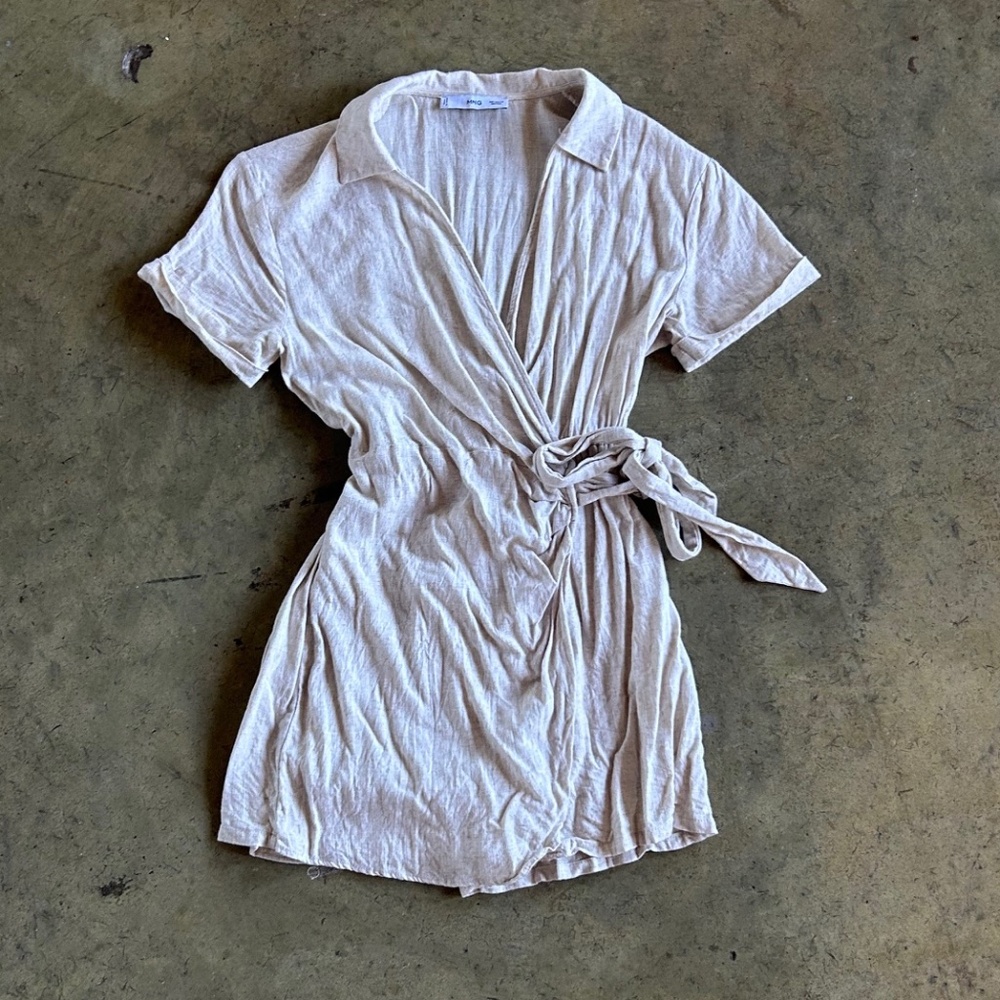 Linen blend romper skort